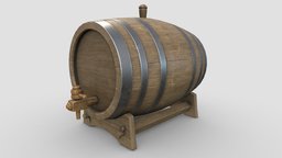 Oak Barrel drink, red, barrel, wine, oak, store, unreal-engine, unrealengine4, oakbarrel, unity, unity3d, low-poly, pbr, gameart, gameready