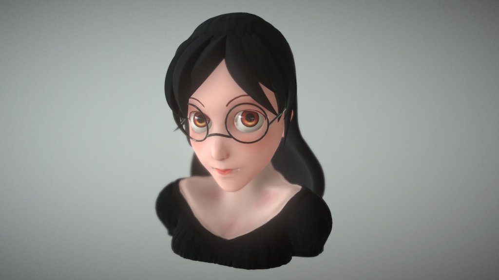 Head Scuplture - Girl with glasses - Download Free 3D model by nnhhaadd 3d model