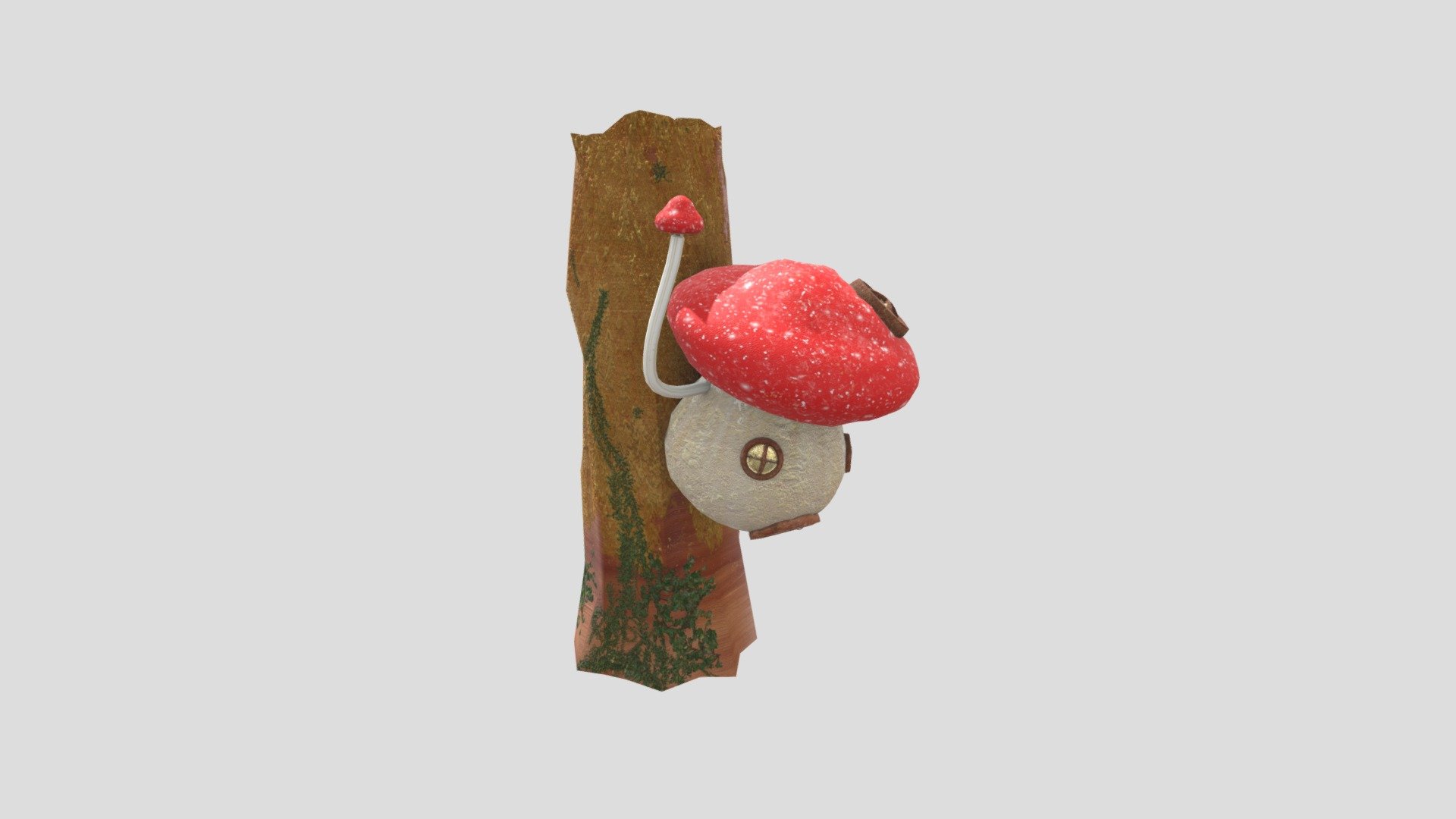 A small mushroom shaped treehouse with chimney - Small Mushroom House - 3D model by nbvinbl 3d model