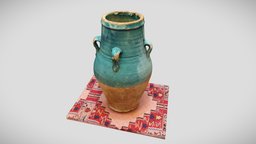 Old half glazed Iranian Vase vase, ornament, pottery, antique, original, vat, iran, persian, rug, glazed, glim, persian-pottery, antique-utencile