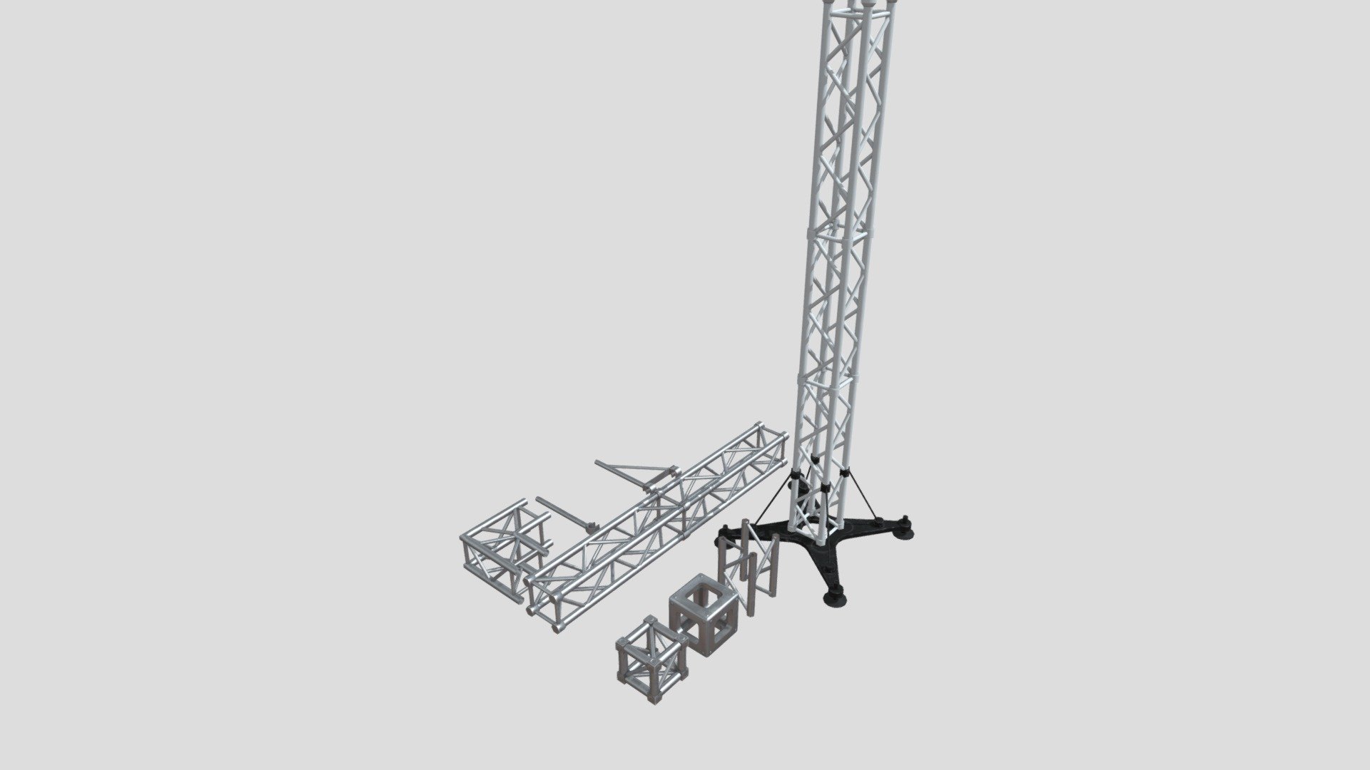 This is a collection of different trusses that are easily customizable to create any truss structure such as a stage, antennas, or scaffolding. The models can be easily edited in edit mode to adjust lengths, shapes, etc. The meshes are viewable from all angles and distances.

This Includes:

The mesh (Truss Vertical, Truss Horizontal, Truss Single, Truss Block, Truss Base, Truss 90, Clamp, Pole, Clamp Support Pole, Intersection)
-4K and 2K Texture Sets (Albedo, Metallic, Roughness, Normal, Height)

2 Variants (Clean, Rusty)
The meshes are UV Unwrapped with vertex colors for easy retexturing - Clean and Rusty Trusses 4K and 2K - Buy Royalty Free 3D model by Desertsage 3d model