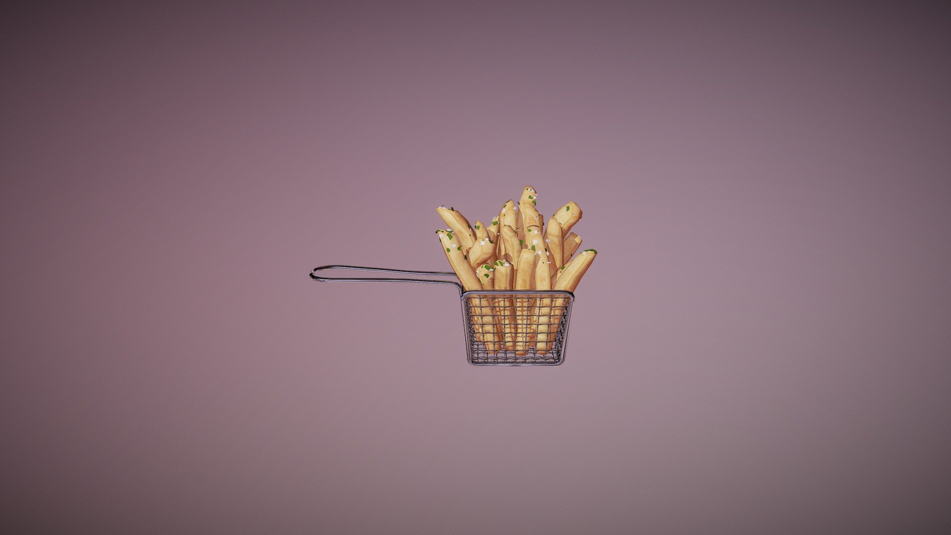 Model of delicious crisp fried potatoes with sea salt and herbs.

Modeled in Blender
Textured in Gimp - French fries / Chips - 3D model by OCBacon 3d model