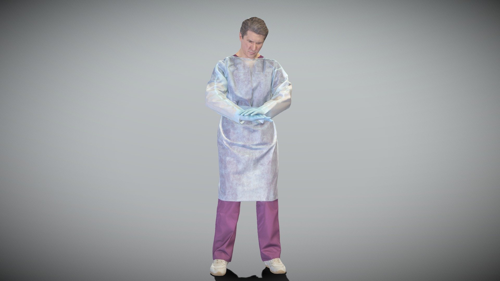 This is a true human size and detailed model of an adult man of Caucasian appearance dressed in a surgical uniform. The model is captured in typical professional pose to perfectly match a variety of architectural and product visualizations, be used as a background or mid-sized character in advert banners, professional products/devices presentations, educational tutorials, etc.

Technical characteristics:




digital double 3d scan model

decimated model (100k triangles)

sufficiently clean

PBR textures: Diffuse, Normal, Specular maps

non-overlapping UV map

Download package includes Cinema 4D project file with Redshift shader, OBJ, FBX files, which are applicable for 3ds Max, Maya, Unreal Engine, Unity, Blender, etc. All the textures included into the main archive.

BONUSE: in this package you will also get a high-poly (.ztl tool) clean and retopologized automatically via ZRemesher 3d model in zBrush, thus youll be able to make your own editing of the purchased 3d model.

3D EVERYTHING - Male doctor performing CPR 351 - Buy Royalty Free 3D model by deep3dstudio 3d model