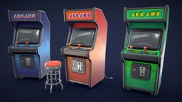 Stylized Arcade Machine arcade, videogames, videogame, button, vintage, retro, realtime, play, 80s, stylised, arcademachine, game-ready, video-games, cable, overwatch, retrogaming, low-poly-model, arcade-retro, arcade-machine, arcadegame, arcade-cabinet, fortnite, retrogames, 80stech, low-poly, lowpoly, chair, gameasset, gameready, screen, arcadegames, arcade-chair