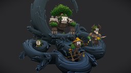 Nature Units horns, tree, wooden, forest, plants, mushroom, spear, warrior, fighter, bow, timber, miniature, defender, puddle, gamedev, thief, fern, giant, archer, tank, mask, towers, nature, bush, massive, root, location, woodman, tales, silvan, flys, mother-root, mother-tree, painter, handpainted, characters, animation, stylized