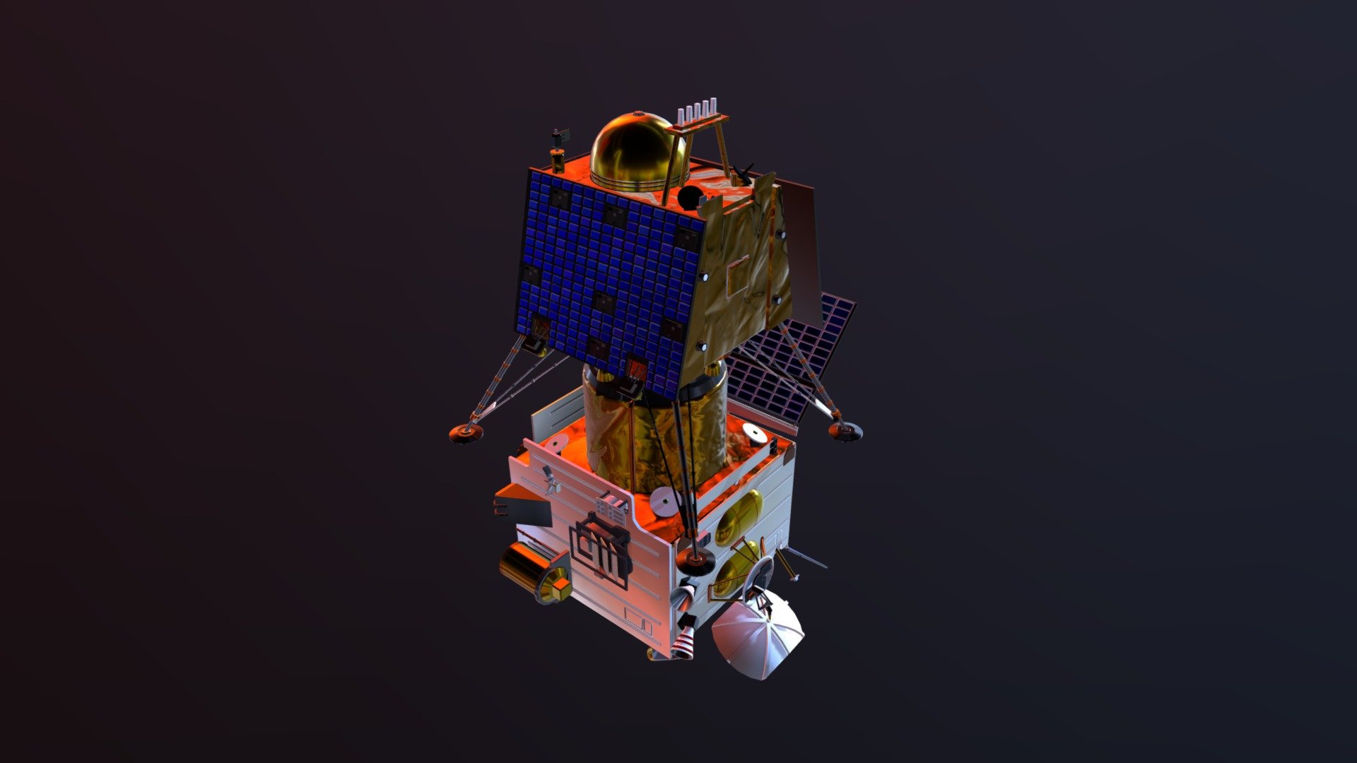 Chandrayaan-2 is India's second lunar exploration mission after Chandrayaan-1. 

Developed by the Indian Space Research Organisation (ISRO), the mission was launched from the second launch pad at Satish Dhawan Space Centre on 22 July 2019 at 2.43 PM IST (09:13 UTC) to the Moon by a Geosynchronous Satellite Launch Vehicle Mark III (GSLV Mk III).

It consists of a lunar orbiter, a lander, and a lunar rover named Pragyan, all of which were developed in India. The main scientific objective is to map the location and abundance of lunar water 3d model