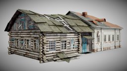 Country House A as1 wooden, exterior, damaged, house-model, wooden-house, architecture, house, village