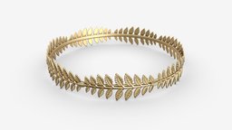 Olive Branch Headband Gold Crown symbol, vintage, olive, crown, wreath, leaf, branch, round, metal, award, nature, trophy, winner, golden, heraldry, iconic, 3d, pbr, design, gold
