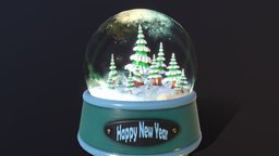 Snow Globe ( Winter forest ) trees, forest, winter, snow, christmas, fir, gradient, christmastree, snowglobe, giftbox, happy-new-year, low-poly, glass, blender, pbr, design, interior, environment, glassglobe, magic-ball