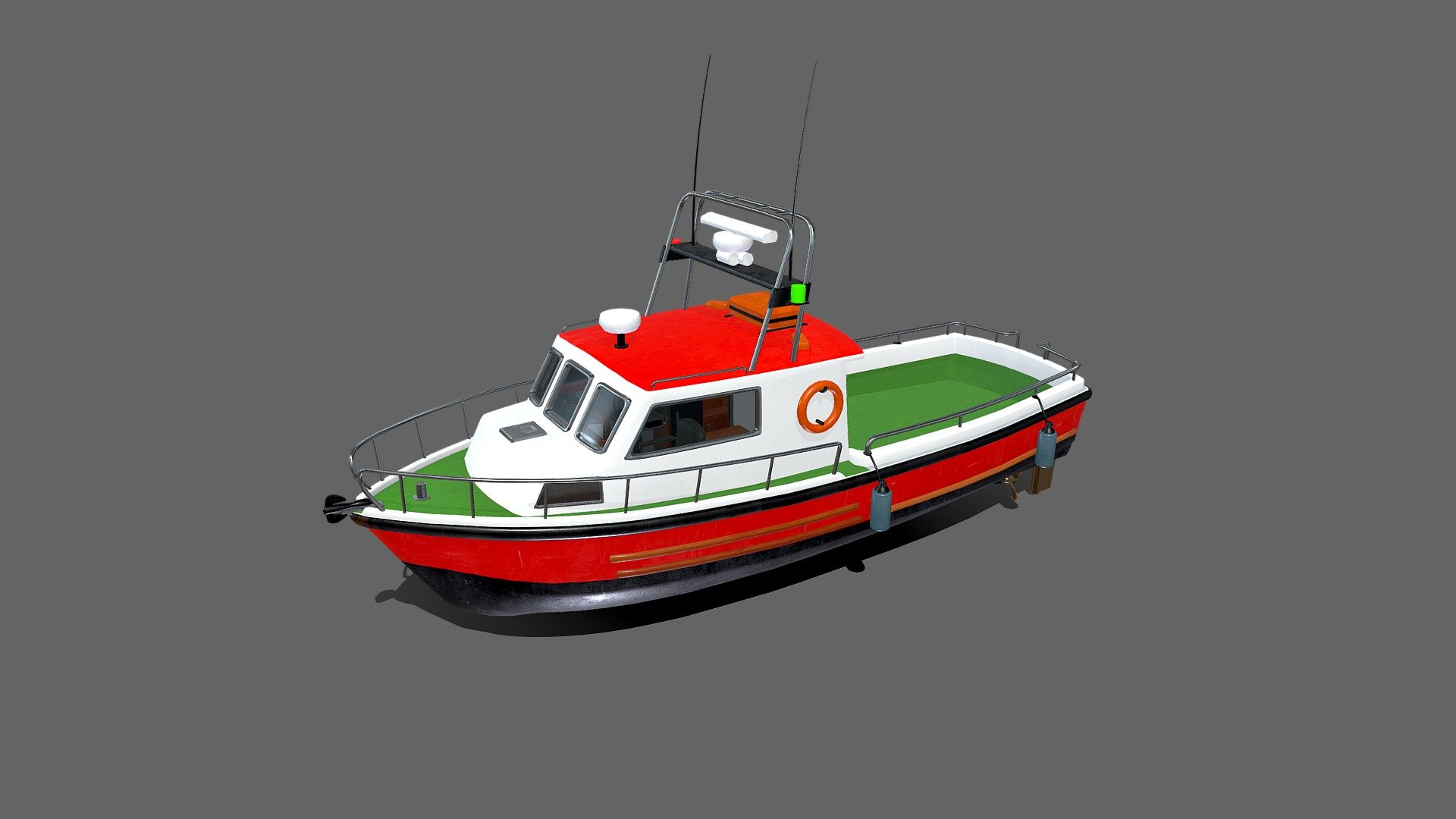 Fishing Boat


Textures are in PNG format PBR metalness 3 set textures.
Separate texture files for Unity PBR Specular Smoothness and Metallic Smoothness
Separate texture files for Unreal Engine 
If you need any other file format you can always request it.
All formats include materials and textures.
 - Fishing Boat - Buy Royalty Free 3D model by MaX3Dd 3d model