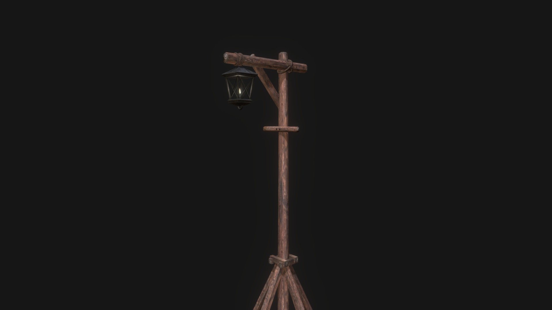 Medieval light pole, game asset. Lowpoly, UV mapped. 2k textures 3d model