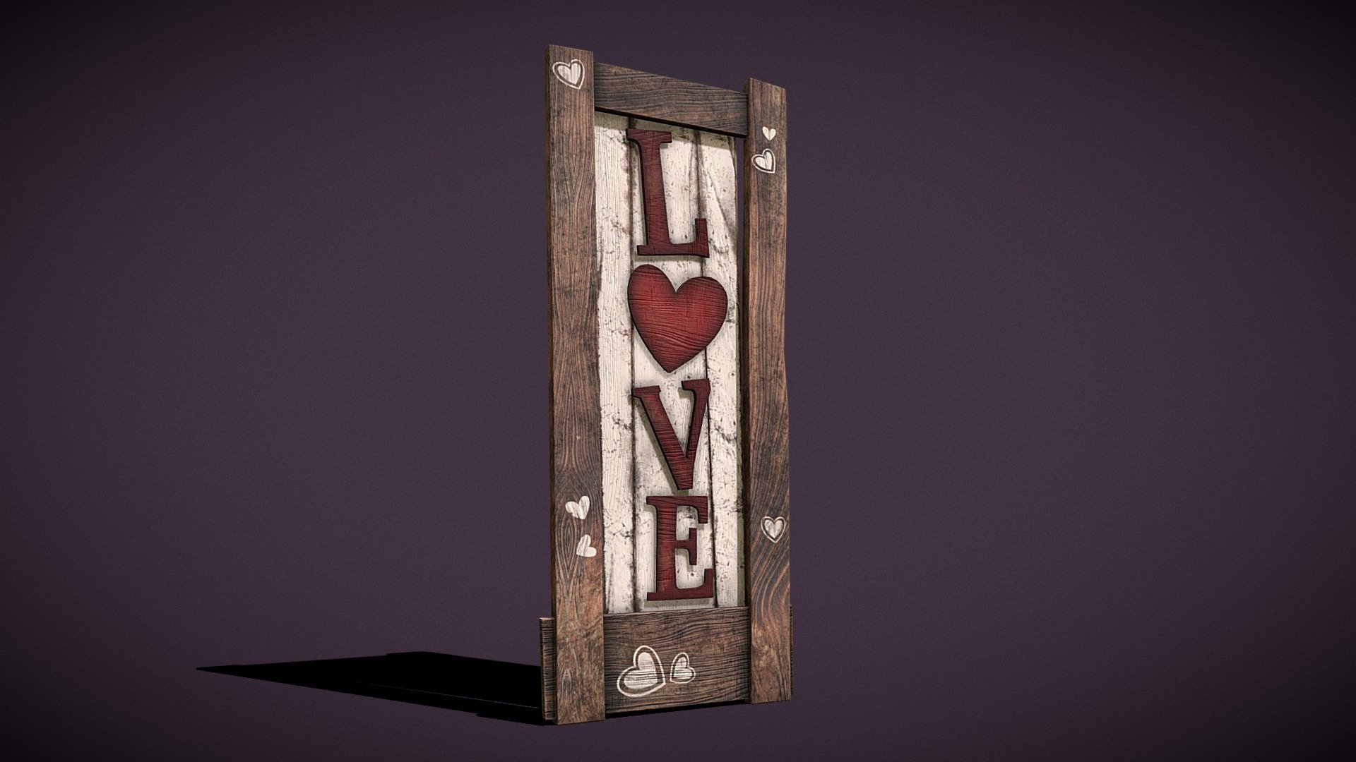 Rustic Wooden Love Sign With Hearts
VR / AR / Low-poly
PBR approved
Geometry Polygon mesh
Polygons 1,789
Vertices 1,665
Textures 4K PNG - Rustic Wooden Love Sign With Hearts - Buy Royalty Free 3D model by GetDeadEntertainment 3d model