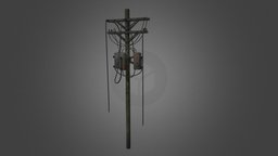 Electric Pole (Low Poly) gameprop, pole, porp, marmosettoolbag, substancepainer, gamereadyasset, electricpole, substancepainter, asset, game, blender, lowpoly, low, poly, zbrush