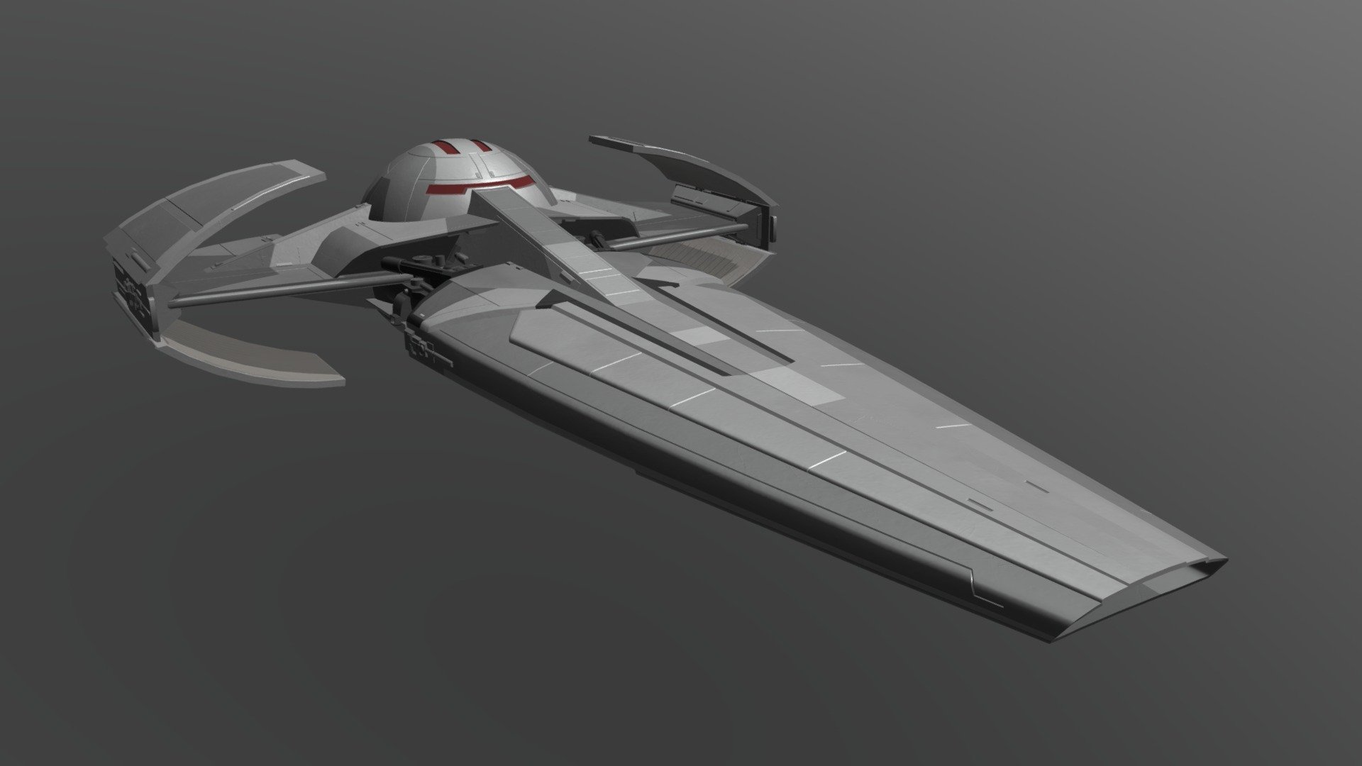 Darth Maul's Sith Infiltrator from Star Wars: The Phantom Menace.

Haven't found any other models of this ship on this site, which was not my reason for making it but here's my admittedly rather amateur attempt.

Made in Blender 3d model