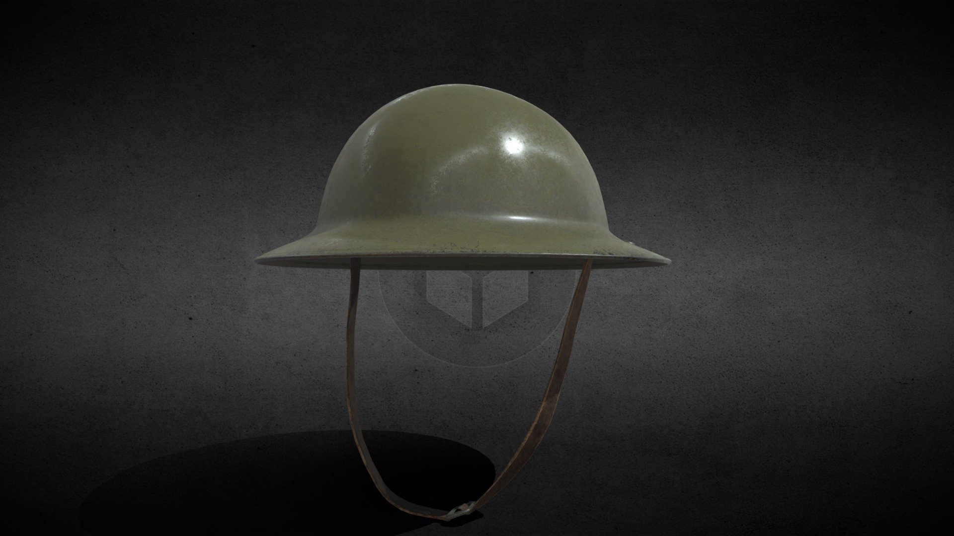 The Brodie helmet is a steel combat helmet designed and patented in London in 1915 by John Leopold Brodie. A modified form of it became the Helmet, Steel, Mark I in Britain and the M1917 Helmet in the US. Colloquially, it was called the shrapnel helmet, battle bowler, Tommy helmet, tin hat, and in the United States the doughboy helmet. It was also known as the dishpan hat, tin pan hat, washbasin, battle bowler (when worn by officers), and Kelly helmet. The German Army called it the Salatschüssel (salad bowl). The term Brodie is often misused. It is correctly applied only to the original 1915 Brodie's Steel Helmet, War Office Pattern 3d model