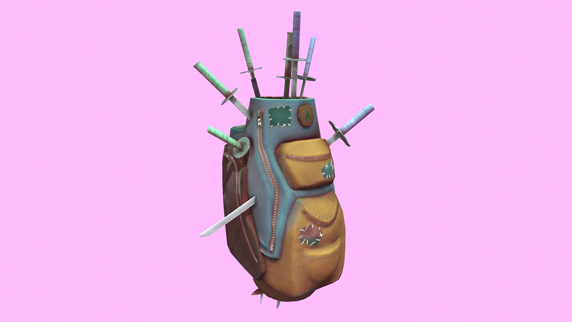 This project was funded by a fiverr customer. Description before creation: &ldquo;A stylised backpack with military/camping application, similar to fortnite style, open concept