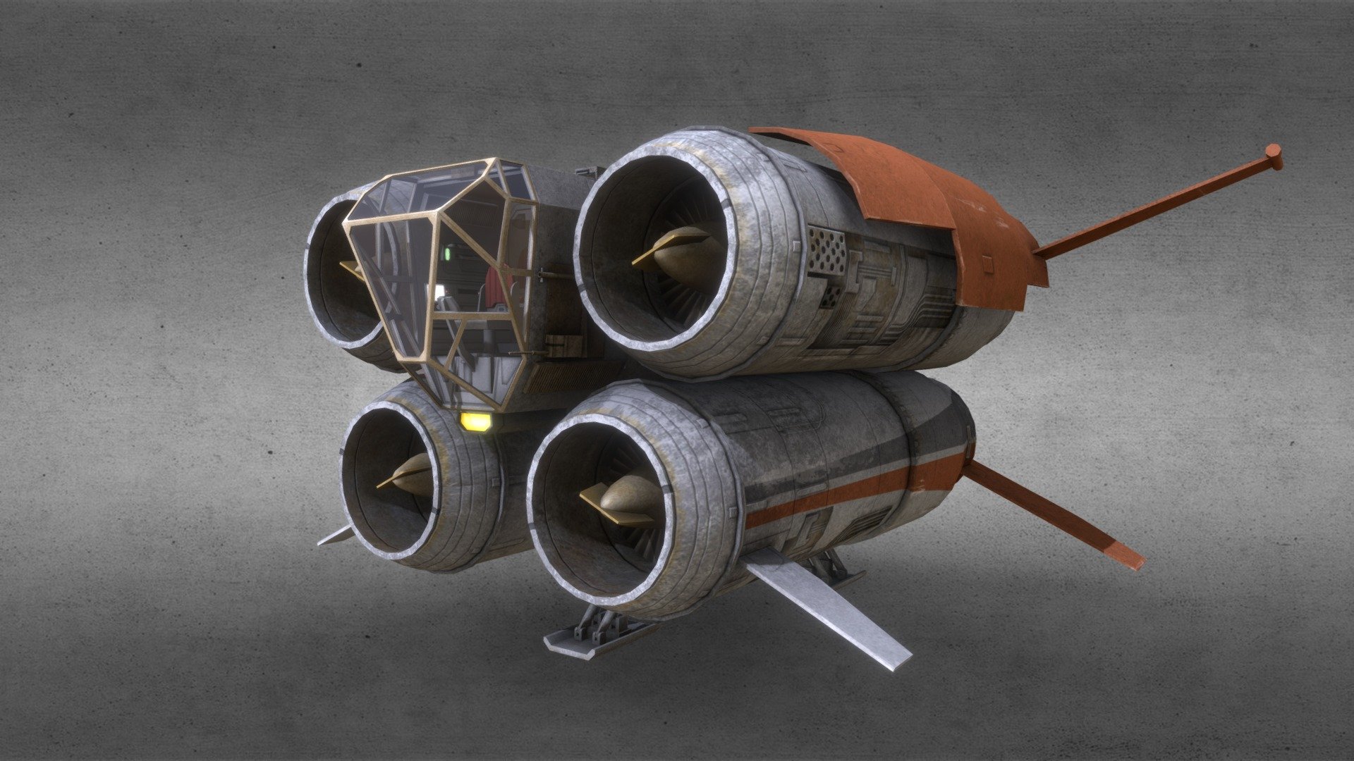 The quadjumper or quadrijet transfer spacetug from the film Star Wars: The Force Awakens 3d model