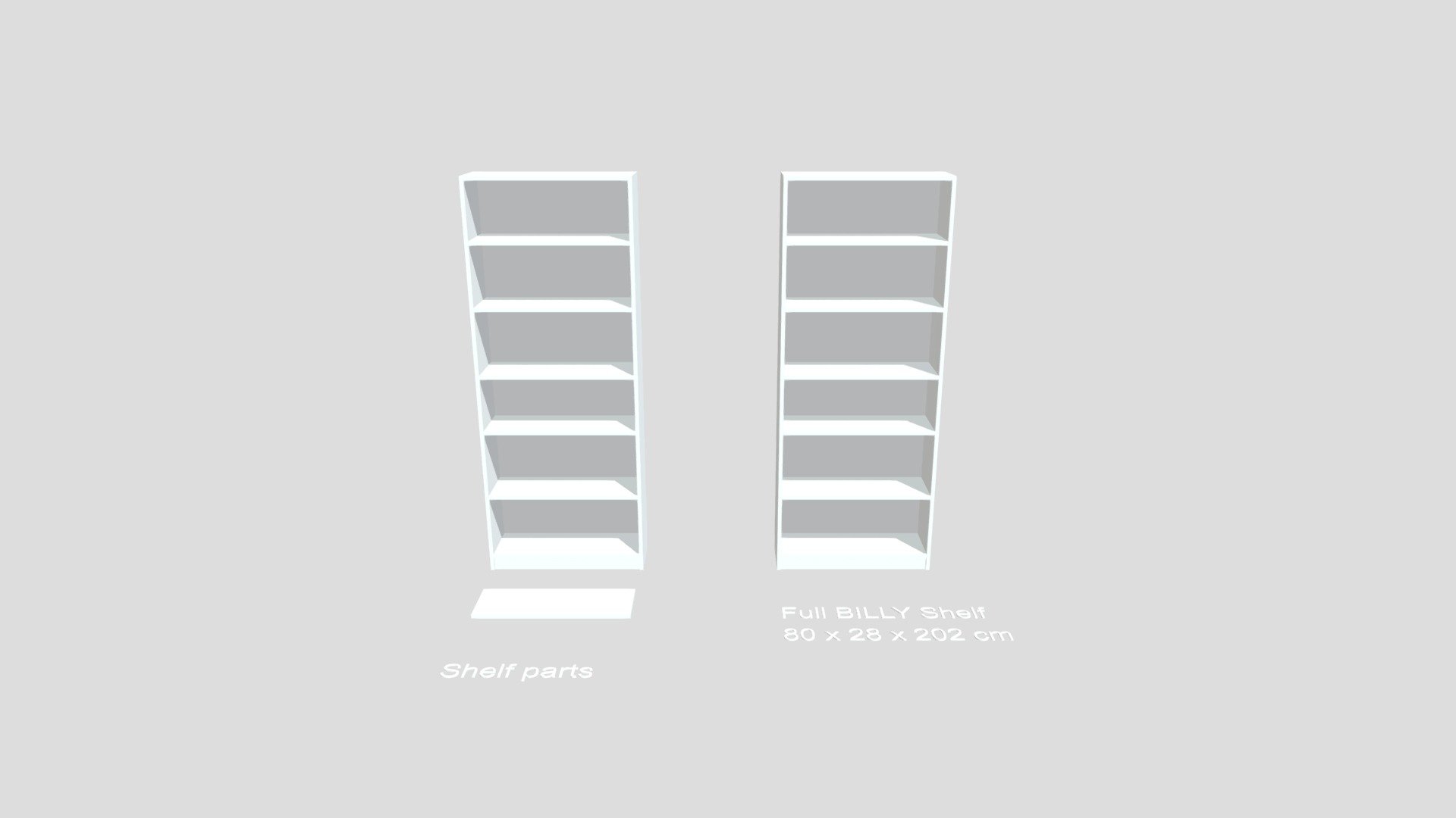 IKEA Article 103.515.68 - IKEA BILLY Bookshelf, white, 80x28x202 cm - Download Free 3D model by artlab.one 3d model