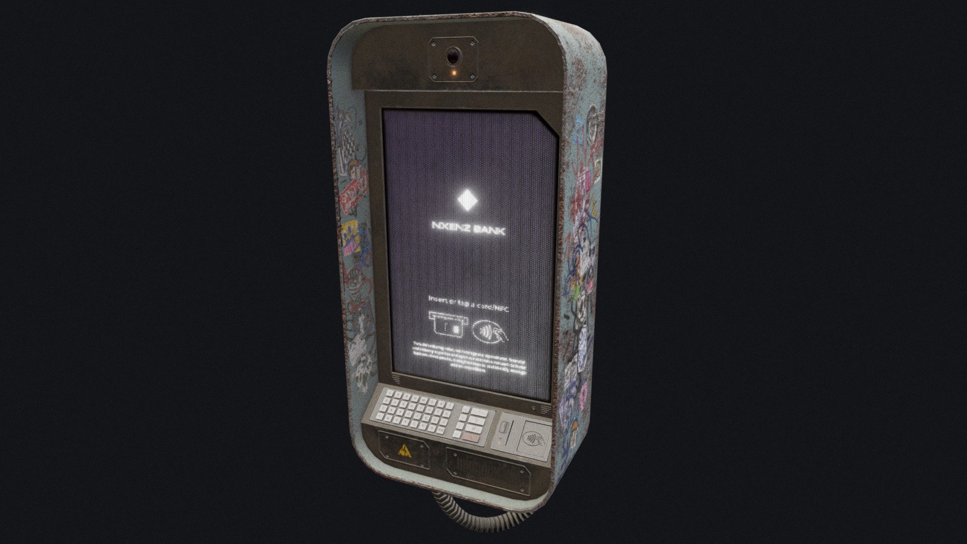 Game ready, Low-poly Cyberpunk ATM with 2k PBR Textures (Base_color, Emissive, Height, Metallic, Normal, Opacity, Roughness,Ambient Occlusion) You can upload your own images to your device screen by modifying the Screen.png file or upload a similar image with a 5:7 ratio

Purchase:  https://www.artstation.com/a/26274516 - Cyberpunk ATM - 3D model by Crazy_8 (@korboleevd) 3d model