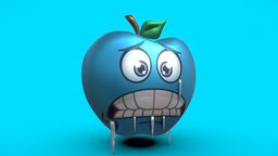 Cherry face, fruit, ice, patreon, patron, cartoon, 3d, 3dsmax, texture, blue