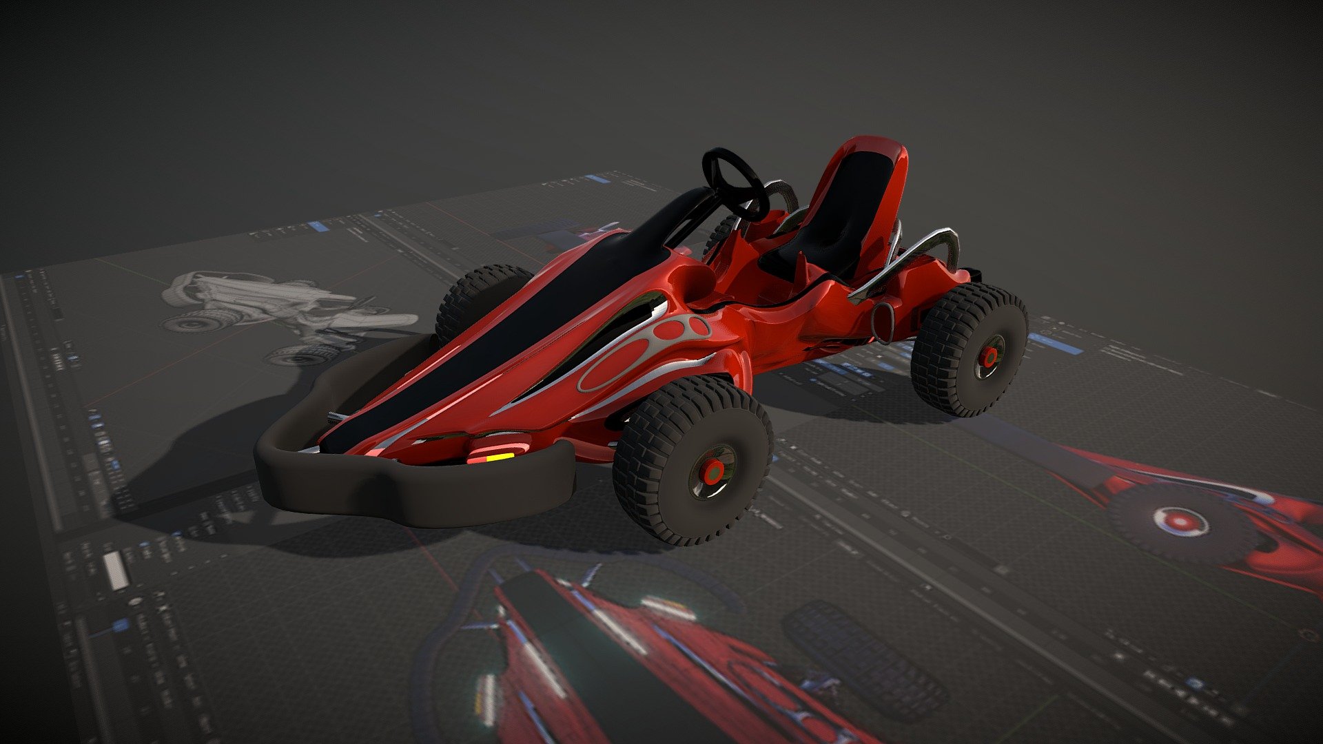 conceptual go kart model.
designed with blender 3d model