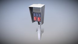 Industrial Distribution Socket Box (Low-Poly) power, socket, control, switch, exterior, electrical, panel, distribution, box, realism, fuse, kasten, sockets, low-poly, pbr, industrial, control-element-6