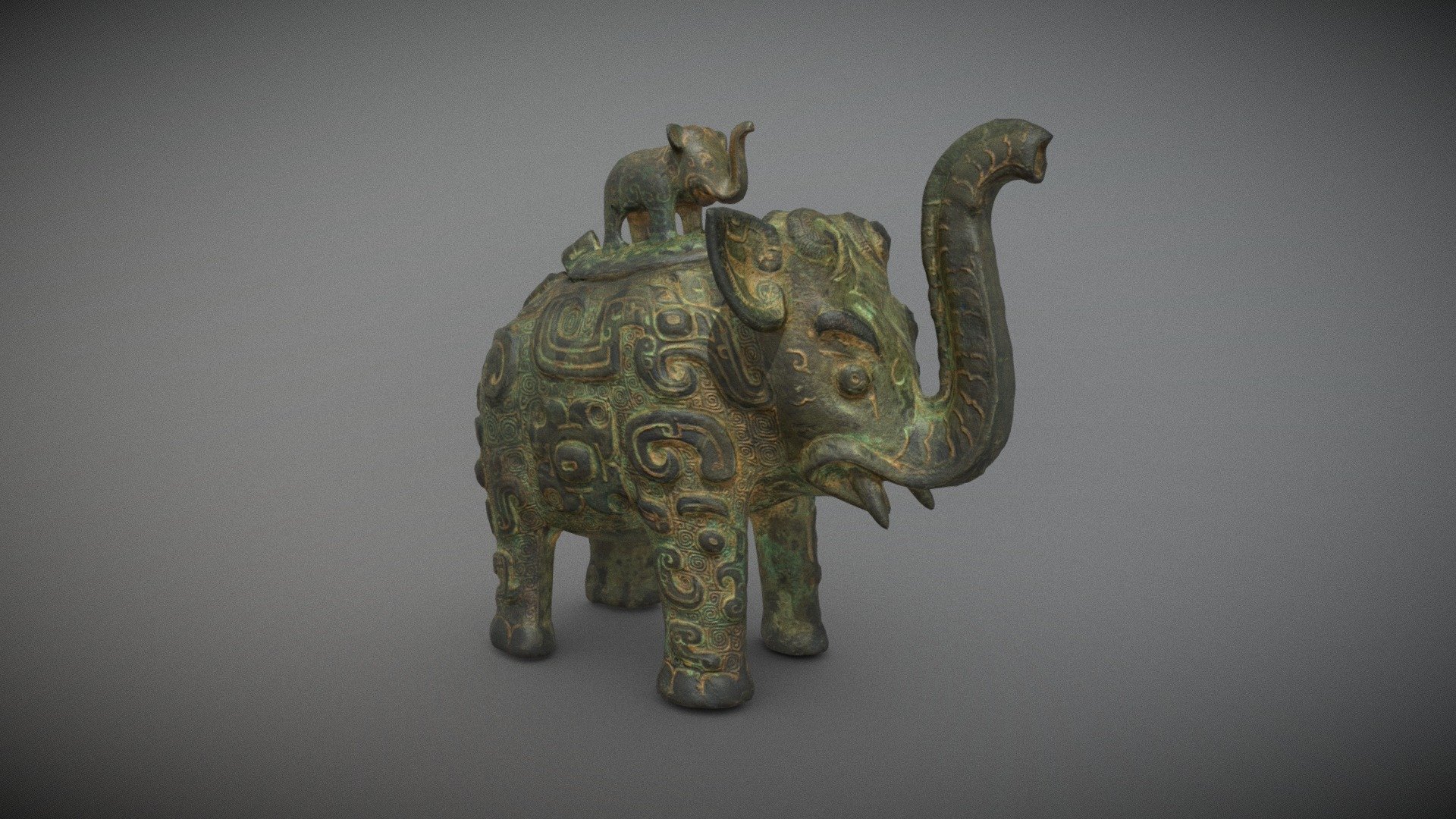 Chinese Bronze Elephant Mother and Child - Chinese Bronze Elephant Mother and Child - Buy Royalty Free 3D model by xinige (@l13261404616) 3d model