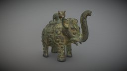 Chinese Bronze Elephant Mother and Child antique, chinese, antiques, chinese-style, chinese-art, antique-furniture, antique-decoration, chinese_culture, bronzeware, antique-art, antique-props