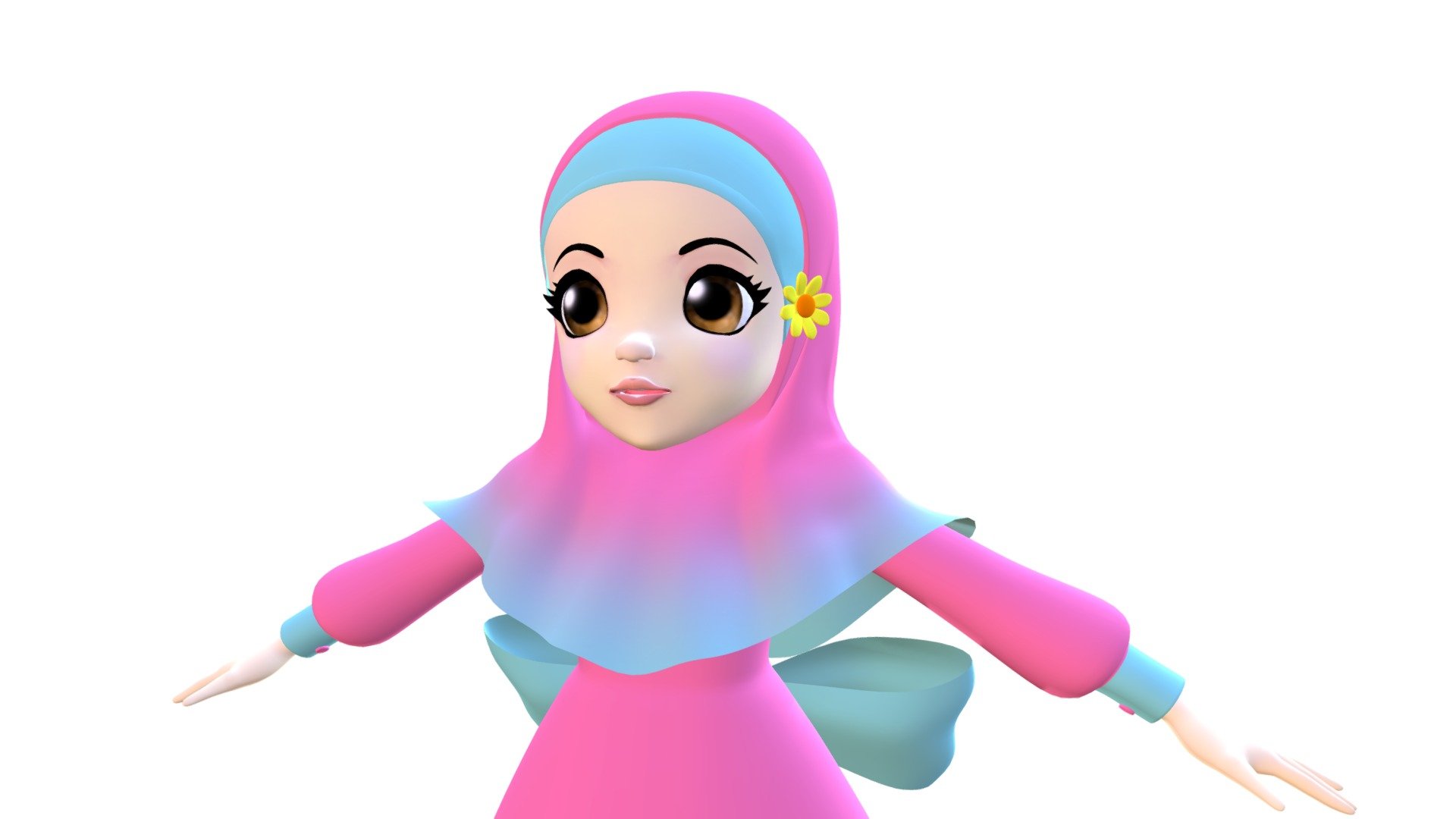 Cute Hijab Girl - MY SIS - 3D model by eddyhiro (@eddyhero) 3d model