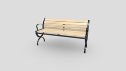 City Park Bench bench, exterior, prop, urban, seat, furniture, park, outdoor, metal, iron, park-bench, outdoor-furniture, asset, city, wood