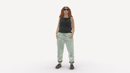 Red Haired Woman 0081 red, style, people, fashion, beauty, clothes, miniatures, realistic, woman, haired, character, 3dprint, model