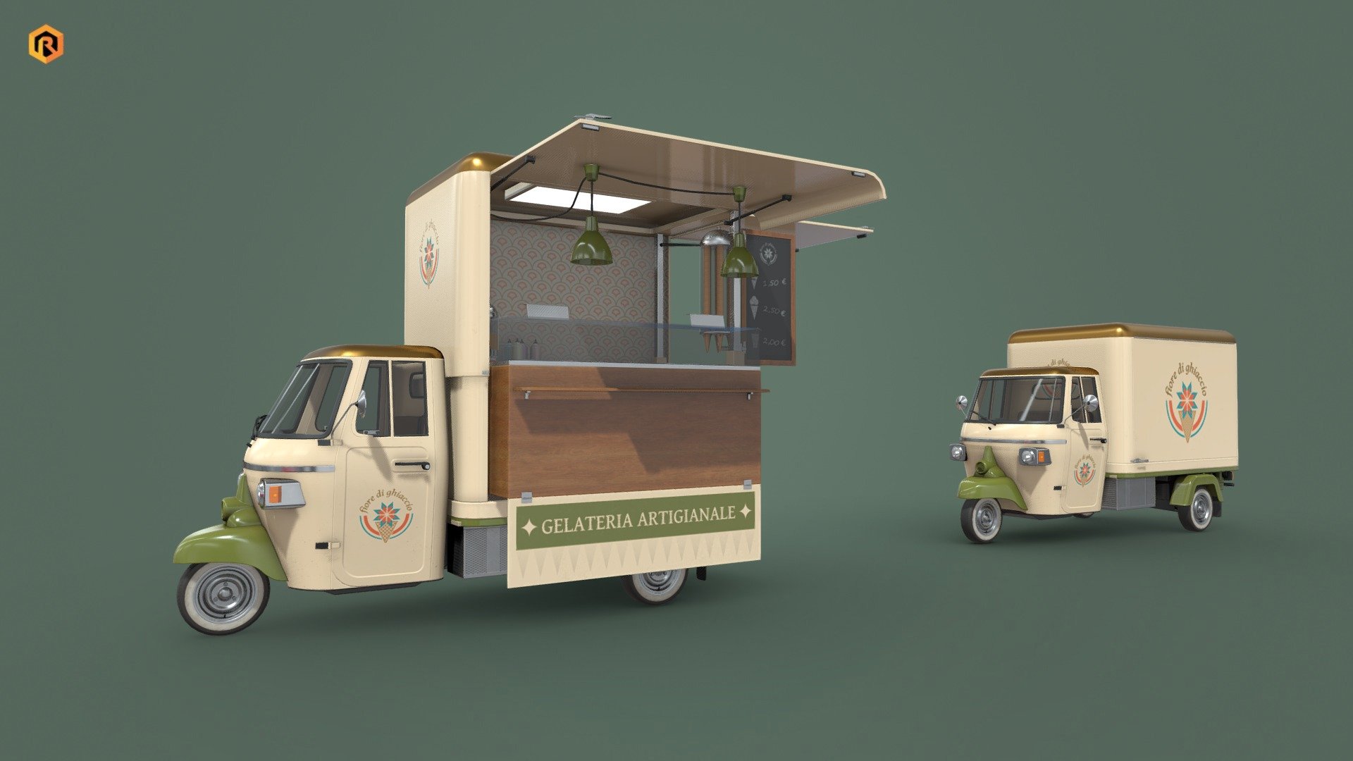 Low-poly PBR 3D model of Food Truck. 

There is open and closed trailer version of the model included.

You can also get this model in a collection: https://skfb.ly/oJyQt

You can also visit my store page to find other themes of food carts.

This model is best for use in games and other VR/AR, real-time applications such as Unity or Unreal Engine. It can also be rendered in Blender (ex Cycles) or Vray.

Technical details:




6 PBR textures sets

 (Main Body, Alpha, Emission, Trailer Main, Trailer Alpha, Trailer Emission) 

34271 Triangles.

The model is divided into few objects: main body, wheels, doors, steering wheel, two trailer types (open and close) etc. 

Lot of additional file formats included (Blender, Unity, Maya etc.)  

More file formats are available in additional zip file on product page (See all files)

Please feel free to contact me if you have any questions or need any support for this asset.

Support e-mail: support@rescue3d.com - Food Truck | Low-poly PBR 3D Model - Buy Royalty Free 3D model by Rescue3D Assets (@rescue3d) 3d model