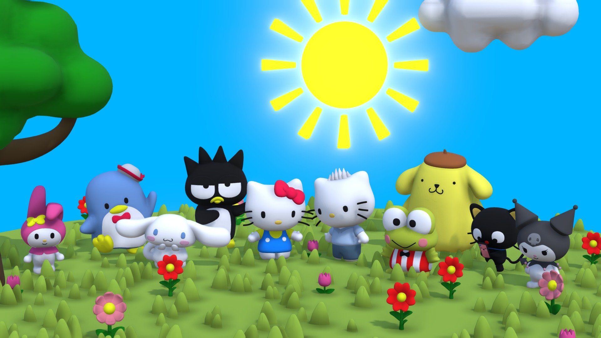 A collection of the main group of Hello Kitty and her friends.
The characters include




My Melody

Tuxedo Sam

Cinnamoroll

Badtz Maru

Hello Kitty

Keroppi

Pompompurin

Chococat

Kuromi
 - Hello Kitty and Friends - 3D model by SirSquiggles 3d model