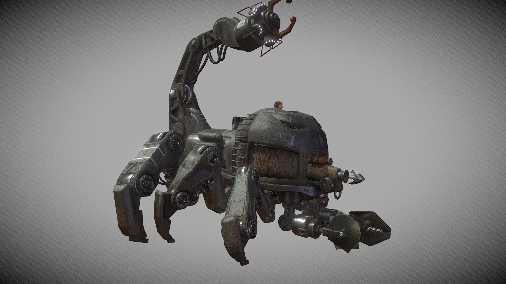 This battle mech is XIX century machine invented by East Nippon Company to fight traditional japaneese army. First military use at Toba Fushimi - ENC Walker - Steampunk mech - 3D model by Krystian Mrozowski (@krystianmrozowski) 3d model
