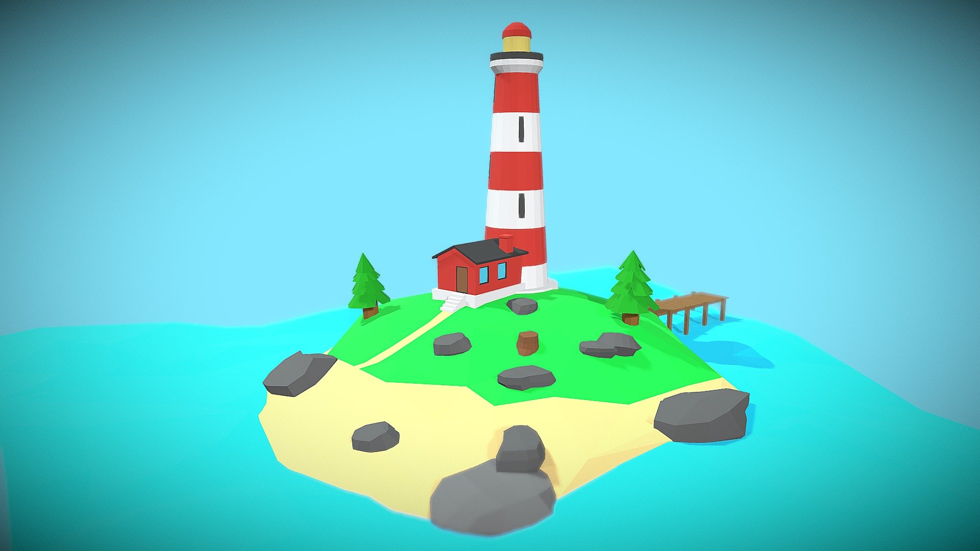 I thought why shouldn't I model a lighthouse and so I modeled it. You could use it for a game or a video if you like 3d model