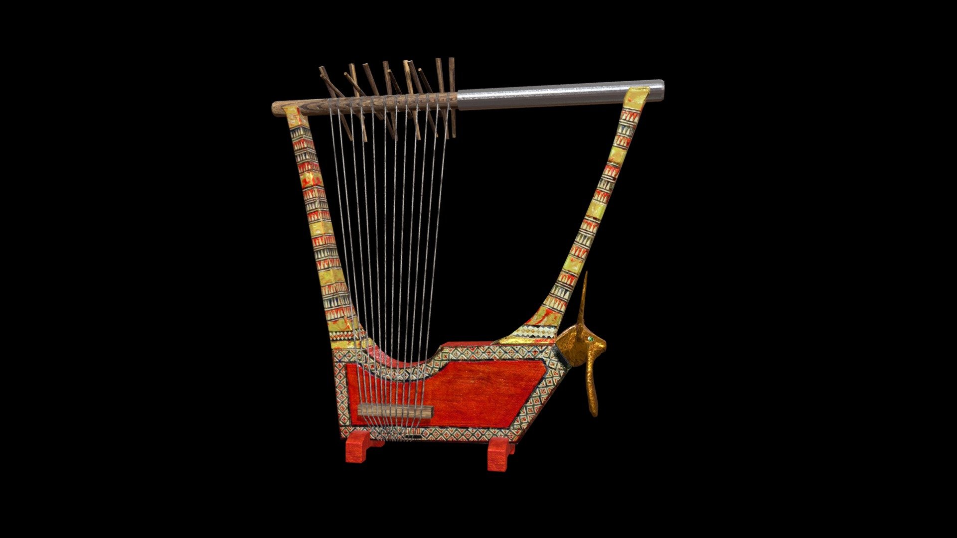 Included 3D formats OBJ

Strumento Musicale della Mesopotamia
Le arpe e le lire di Ur sono un gruppo di strumenti musicali a corda risalenti a circa 2.500 anni prima di Cristo e rinvenuti nel 1929 durante gli scavi condotti nell'antica città sumerica di Ur, nell'odierno Iraq, dall'archeologo statunitense Leonard Woolley. Si tratta dei più antichi cordofoni di cui si abbia testimonianza.

Gli strumenti, ricostruiti, sono conservati in tre diversi musei, il museo nazionale iracheno di Baghdad, il British Museum di Londra e lo University of Pennsylvania Museum of Archaeology and Anthropology.

An image here - Cetra di Ur - Buy Royalty Free 3D model by Davide Specchi (@Davide.Specchi) 3d model