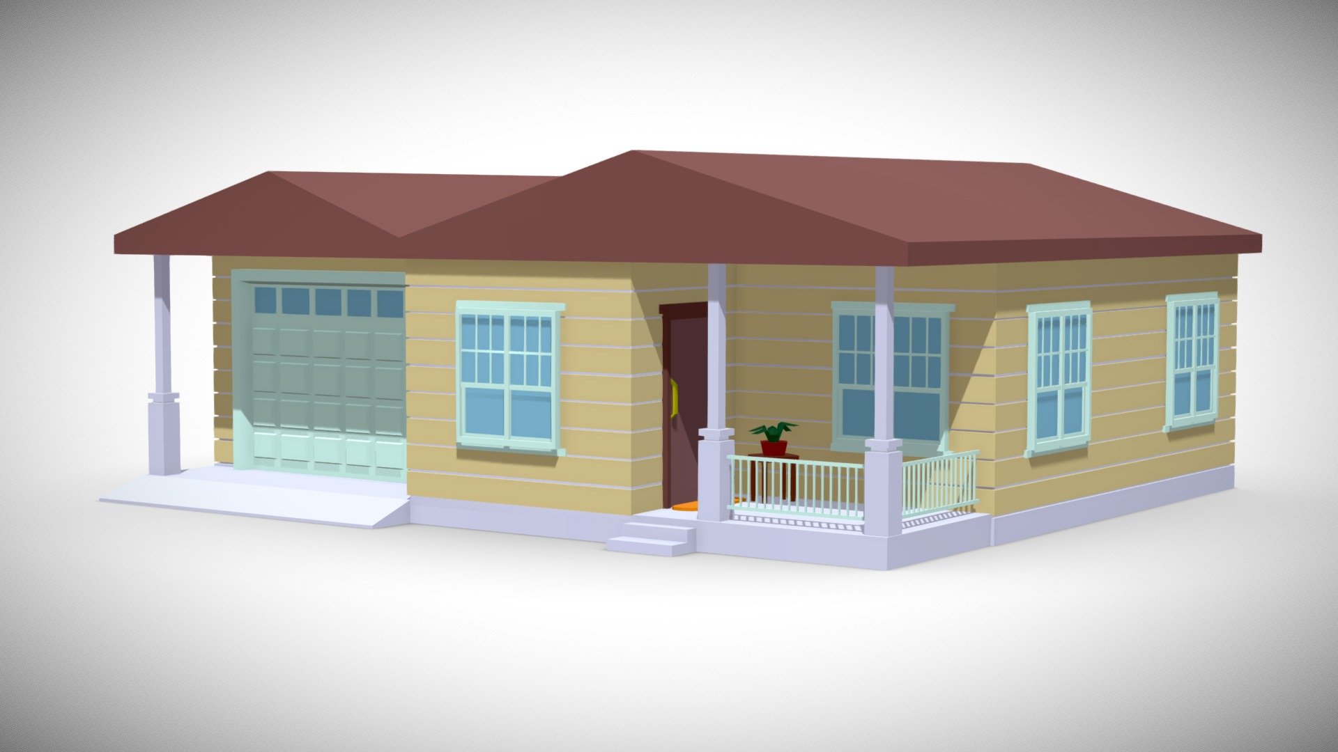 Lowpoly house with 1572 polys and a texture of 16x16 pixel for its flat colors
This house has its pivot in its bottom and center so it can be placed easily in your scene - Lowpoly House with Garage - Buy Royalty Free 3D model by rfarencibia 3d model