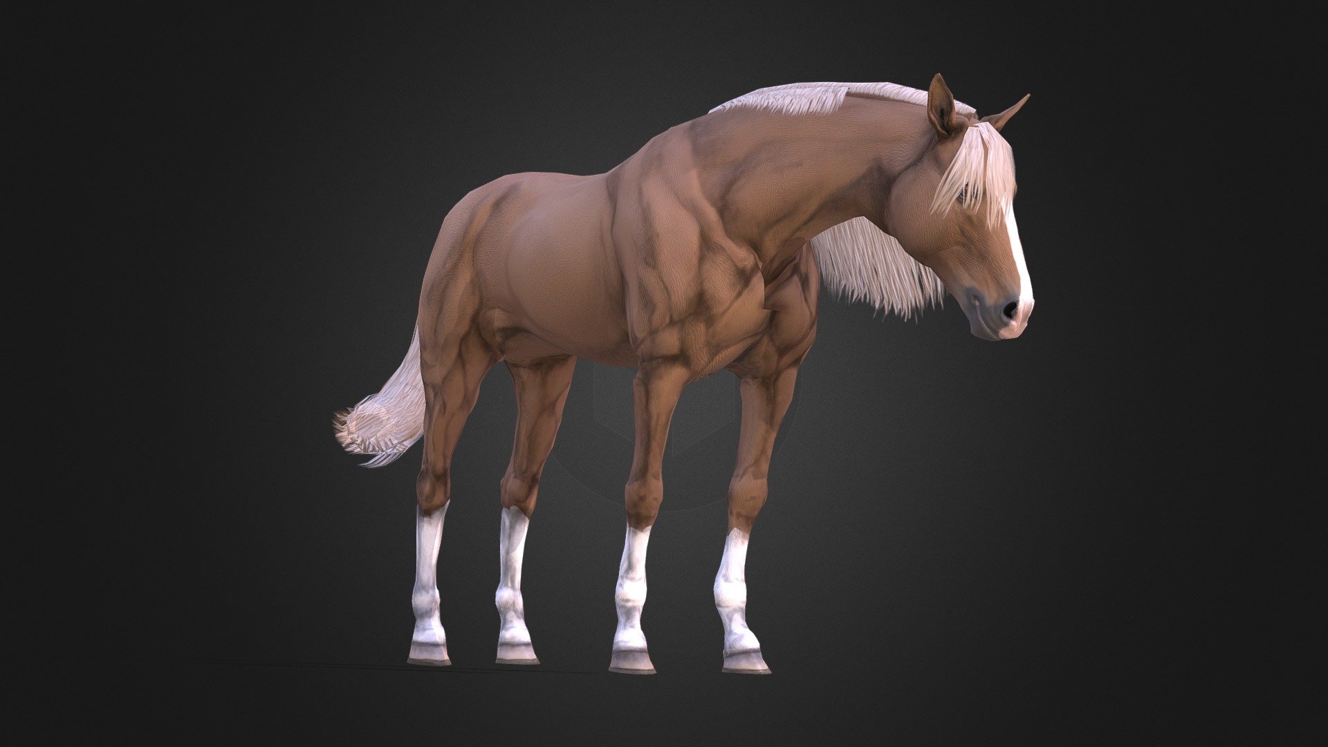 Game ready and rigged low(ish) poly horse. 100% hand painted.

Made with blender, ps and substance painter - Horse - 3D model by trsdz 3d model