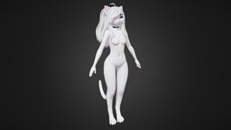 GelyCelestial VRChat Avatar base, cat, cute, avatar, kitty, feline, anthro, vr, fur, furry, vrchat, girl, blender, female