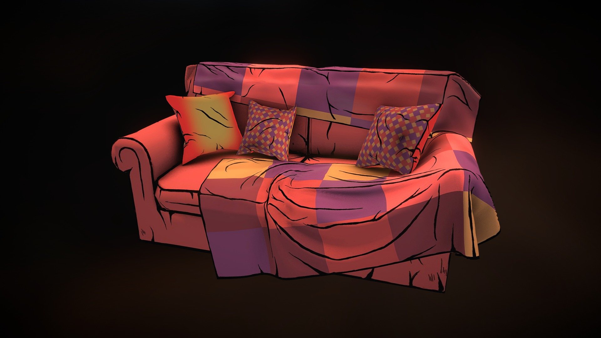Diffuse only with baked light - Robinson Sofa - Buy Royalty Free 3D model by JER3D (@jeremygo) 3d model