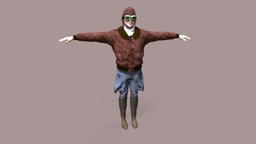 Flyboy Barnstorm Pilot people, pilot, character, man, walk, animated, human, rigged, person, flyboy, barnstorm