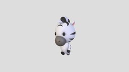 Character142 Rigged Zebra toon, cute, little, baby, toy, africa, mascot, rig, zoo, zebra, safari, character, cartoon, horse, animal, animation