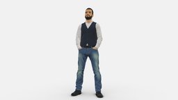 Hands In Pockets Man 0398 style, people, fashion, clothes, miniatures, realistic, success, character, 3dprint, model, man