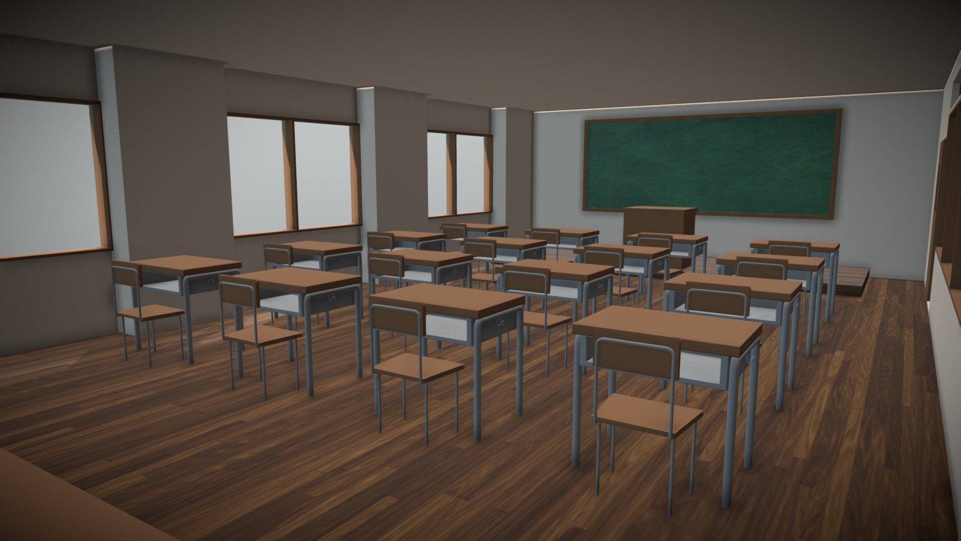 A simple anime classroom that I created with Maya 2016. Texturing done in both photoshop CS5 and Maya 2016. Can be used for game environment/level. I took reference from anime call &ldquo;Assassination Classroom, Aho Girl and Eyeshield 21