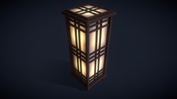 Japanese lamp lamp, asian, brown, table-lamp, japanese-style, pbr-game-ready, pbr, lowpoly, design, decoration, light, gameready, japanese