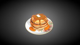 Fluffy American Pancake drink, food, breakfast, american, mexican, fastfood, realistic, pancake, vrready, texturing, 3d, pbr, model