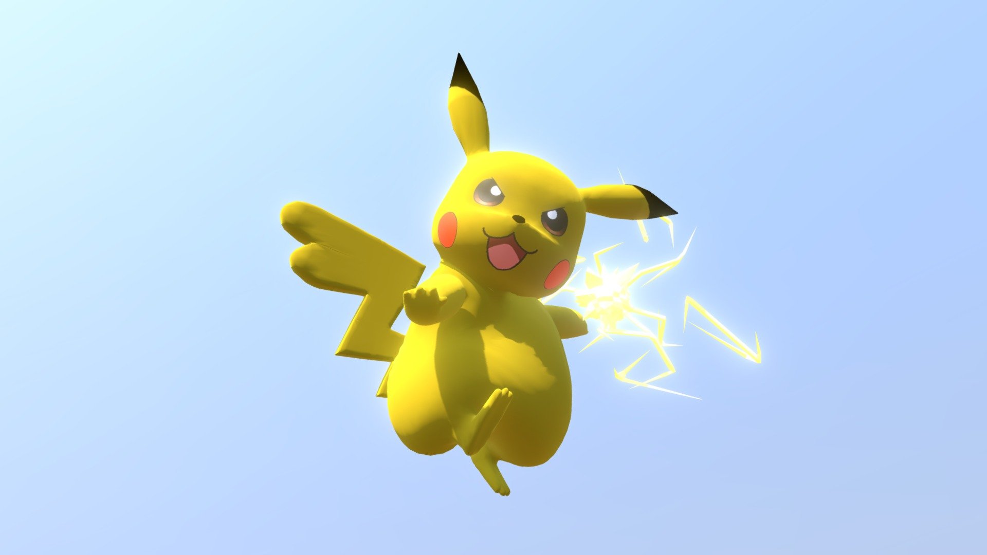 Another 3D model of a Pokemon for my older brother, and this will be the last one I do for the rest of the year because I want to do other projects that are more in line with my interests. However, I'll continue to dedicate to him every year at least one 3D model of something from his favorite franchise.

As with Piplup, Pikachu's textures were made from scratch in GIMP, but this time the character is a full 3D figure, unsegmented, so this is one of my first more or less advanced Rigging works along the way that I had done previously.

This project was also a revelation for me, as it made me think that the style of my next 3D models would have a more cartoon or anime style, even though that is not reflected here.

Here are the links for my posts of the renders I made of Pikachu on my Twitter, DeviantArt and Ko-fi accounts:

https://twitter.com/DanielBeltranS2/status/1515466096114954243
https://www.deviantart.com/danielbeltrans2/art/Pikachu-in-3D-913262492
https://ko-fi.com/i/IQ5Q6C6T4Q - Pikachu (in 3D) - Download Free 3D model by DanielBeltranSantiago 3d model