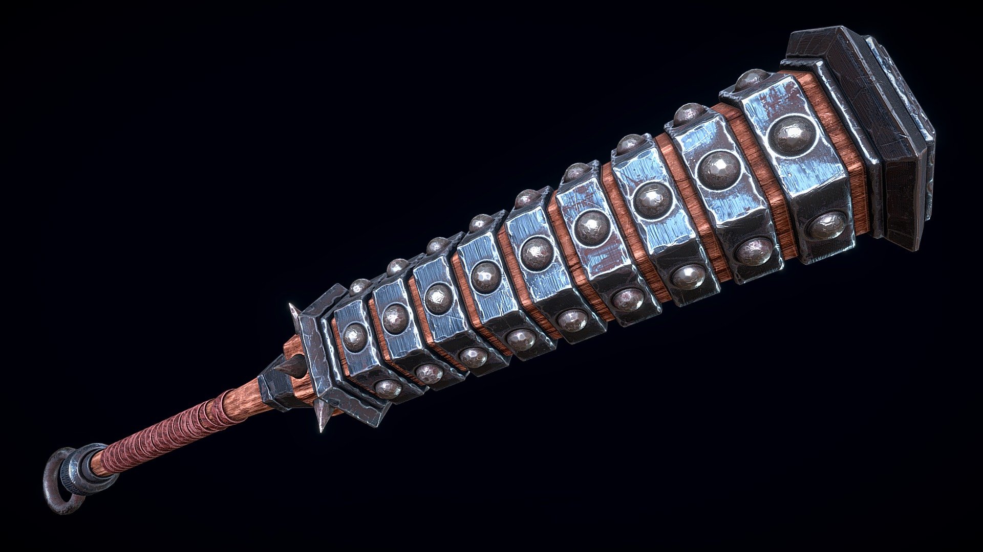 Low-poly 3D model of the Kanabo of the Oni. The kanabō (金棒) (literally metal stick or metal club) is a spiked or studded two-handed war club used in feudal Japan by samurai 3d model