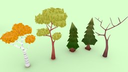Stylized hand painted trees forest, maple, pine, unreal, leaf, birch, gameobject, deadtree, handpainted, unity, blender, lowpoly, wood
