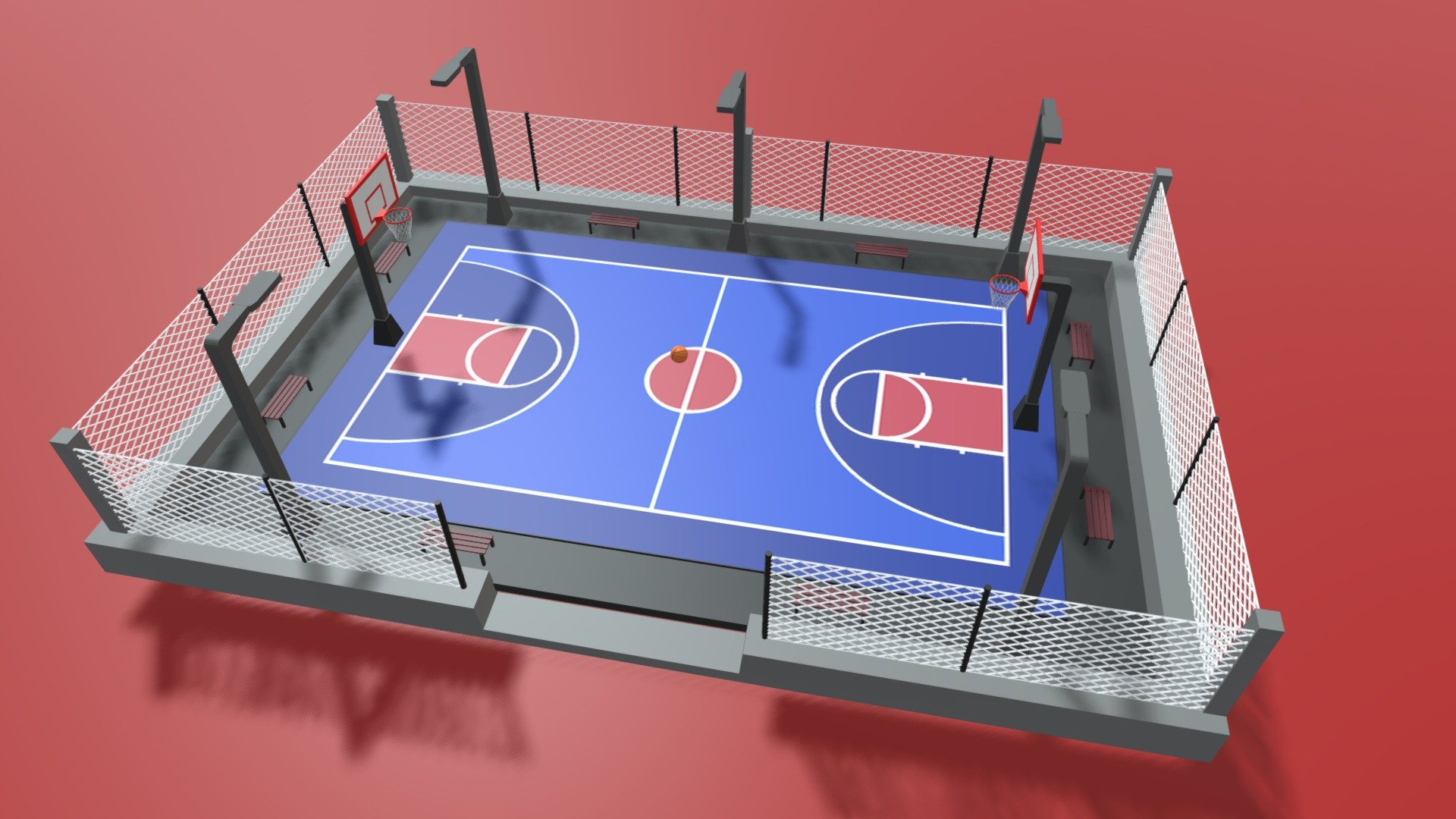 This is a basketball court made in blender with textures and lighting already done 3d model
